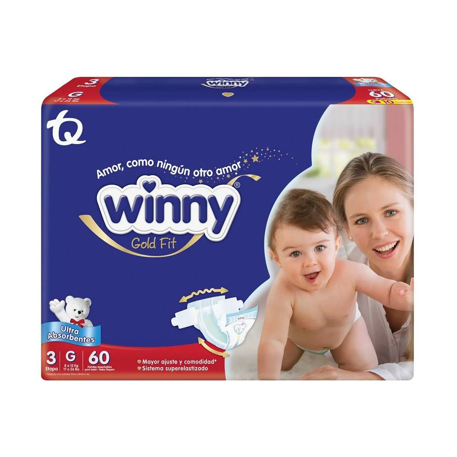 PAÑALES ULTRATRIM GOLD FIT ETAPA 3 X60 UND + TOALLITAS HÚMEDAS AVENA Y MIEL X10 UND - Imagen 2