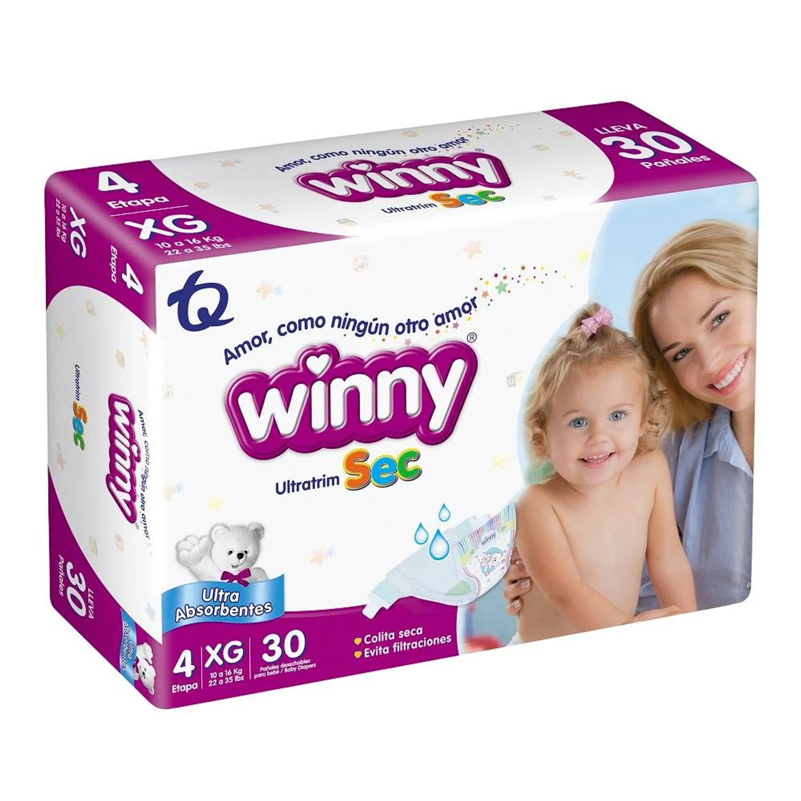PAÑALES WINNY ULTRATRIM SEC ETAPA 4 X30 UND - Imagen 5