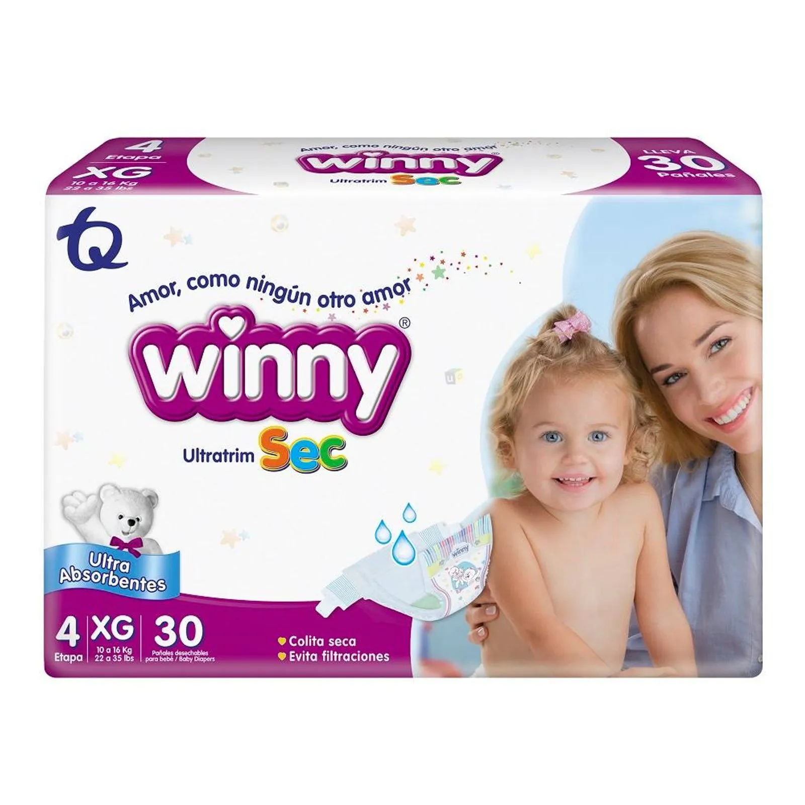 PAÑALES WINNY ULTRATRIM SEC ETAPA 4 X30 UND - Imagen 2